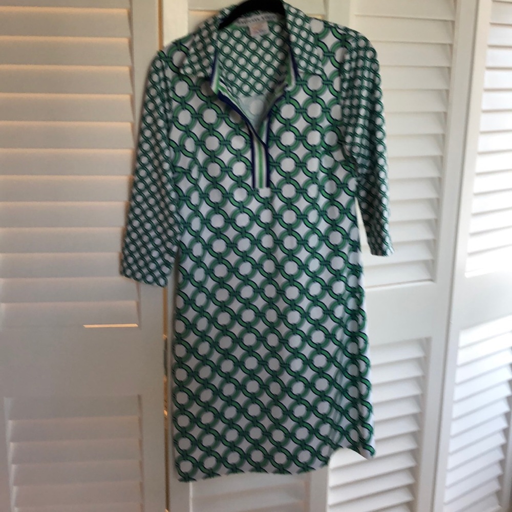 PREPPY NAVY & GREEN DRESS